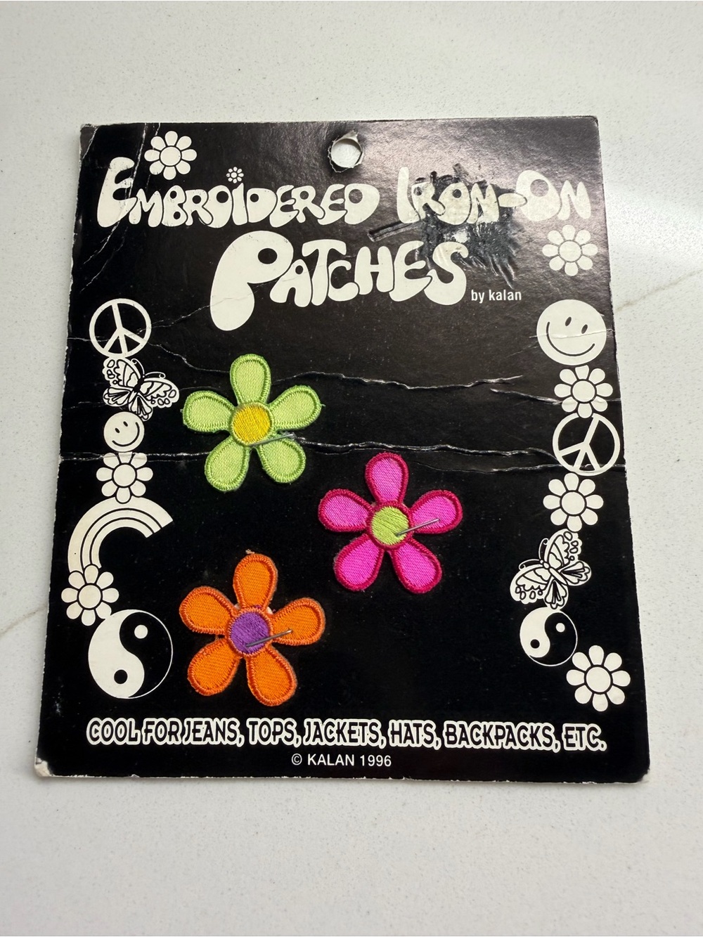 Kaplan Embroidered Flower Iron-On Patches - Lime Green, Hot Pink, Orange